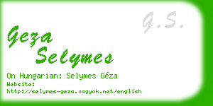 geza selymes business card